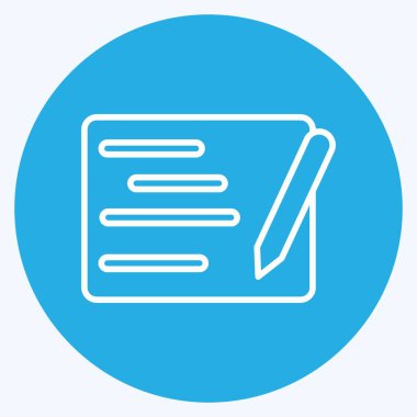 Simge Yazma. Eğitim sembolü için uygun. Mavi gözlü. Basit dizayn edilebilir. tasarım şablonu. Basit resimleme