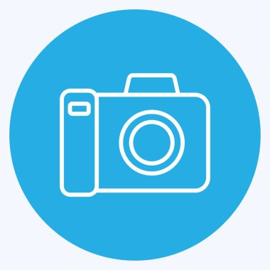 Simge Fotoğrafçılığı. Eğitim sembolü için uygun. Mavi gözlü. Basit dizayn edilebilir. tasarım şablonu. Basit resimleme