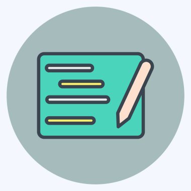 Simge Yazma. Eğitim sembolü için uygun. renk arkadaşı stili. Basit dizayn edilebilir. tasarım şablonu. Basit resimleme