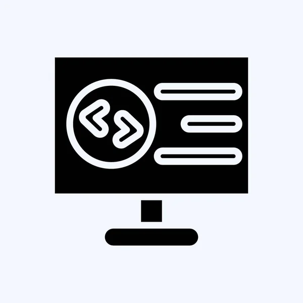 Icon Computer Programming Suitable Education Symbol Glyph Style Simple Design — Stockvector
