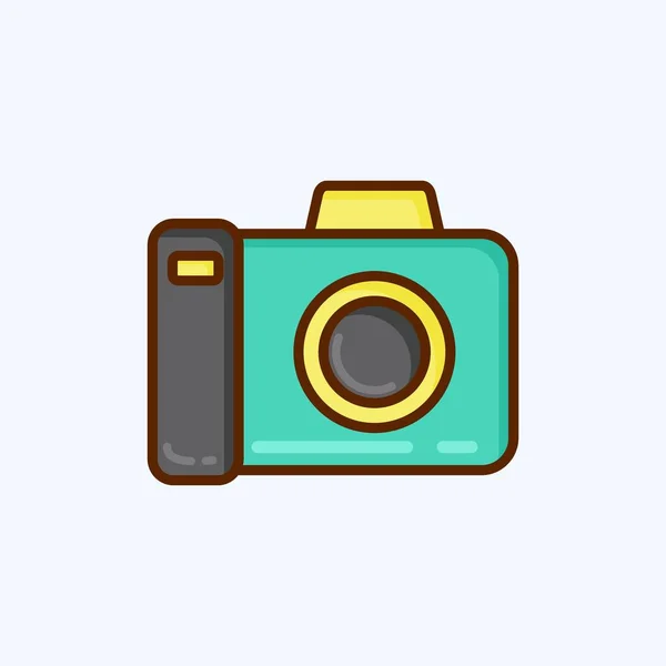 Icono Fotografía Adecuado Para Símbolo Educación Estilo Plano Diseño Simple — Vector de stock