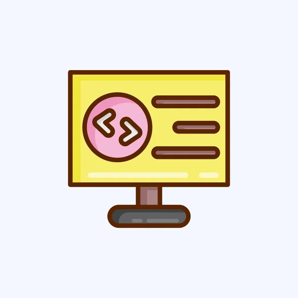 Icon Computer Programming Suitable Education Symbol Flat Style Simple Design — Stockvector