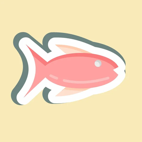 Sticker Fishing Suitable Education Symbol Simple Design Editable Design Template — Vetor de Stock