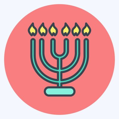 Icon Menorah. Ev sembolü için uygun. renk arkadaşı stili. Basit dizayn edilebilir. tasarım şablonu. Basit resimleme