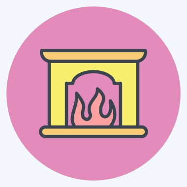 Simge Şöminesi. Ev sembolü için uygun. renk arkadaşı stili. Basit dizayn edilebilir. tasarım şablonu. Basit resimleme