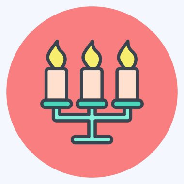 Simge Candelabrum. Ev sembolü için uygun. renk arkadaşı stili. Basit dizayn edilebilir. tasarım şablonu. Basit resimleme