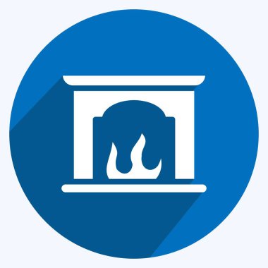 Simge Şöminesi. Ev sembolü için uygun. Uzun gölge tarzı. Basit dizayn edilebilir. tasarım şablonu. Basit resimleme