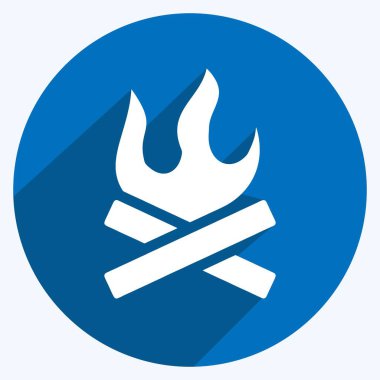 Icon Şenlik Ateşi. Ev sembolü için uygun. Uzun gölge tarzı. Basit dizayn edilebilir. tasarım şablonu. Basit resimleme