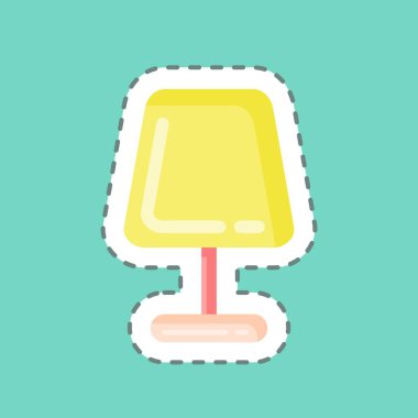 Etiket çizgisi Masa Lambası 'nı kesti. Ev sembolü için uygun. Basit dizayn edilebilir. tasarım şablonu. Basit resimleme