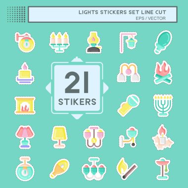 Çıkartma çizgisi Set Lights 'ı kesti. Ev sembolü için uygun. Basit dizayn edilebilir. tasarım şablonu. Basit resimleme