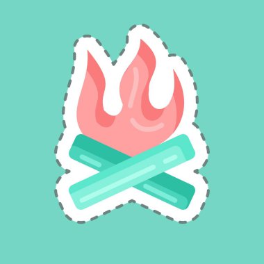 Çıkartma hattı Şenlik Ateşi 'ni kesti. Ev sembolü için uygun. Basit dizayn edilebilir. tasarım şablonu. Basit resimleme