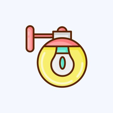 Icon Wall Sconce. Ev sembolü için uygun. Düz stil. Basit dizayn edilebilir. tasarım şablonu. Basit resimleme