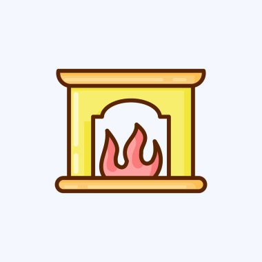 Simge Şöminesi. Ev sembolü için uygun. Düz stil. Basit dizayn edilebilir. tasarım şablonu. Basit resimleme