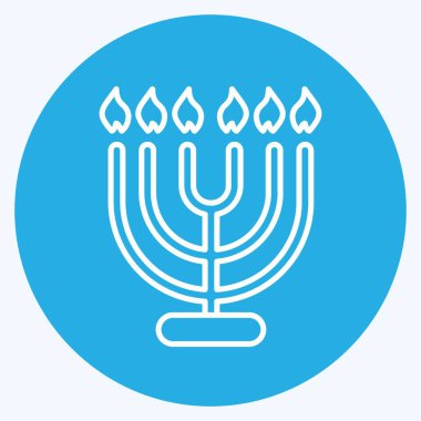 Icon Menorah. Ev sembolü için uygun. Mavi gözlü. Basit dizayn edilebilir. tasarım şablonu. Basit resimleme