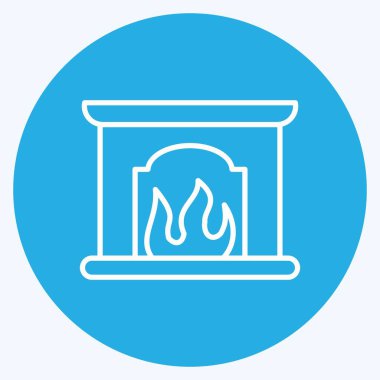 Simge Şöminesi. Ev sembolü için uygun. Mavi gözlü. Basit dizayn edilebilir. tasarım şablonu. Basit resimleme