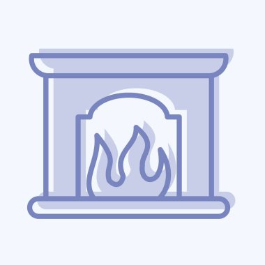 Simge Şöminesi. Ev sembolü için uygun. İki ton stili. Basit dizayn edilebilir. tasarım şablonu. Basit resimleme