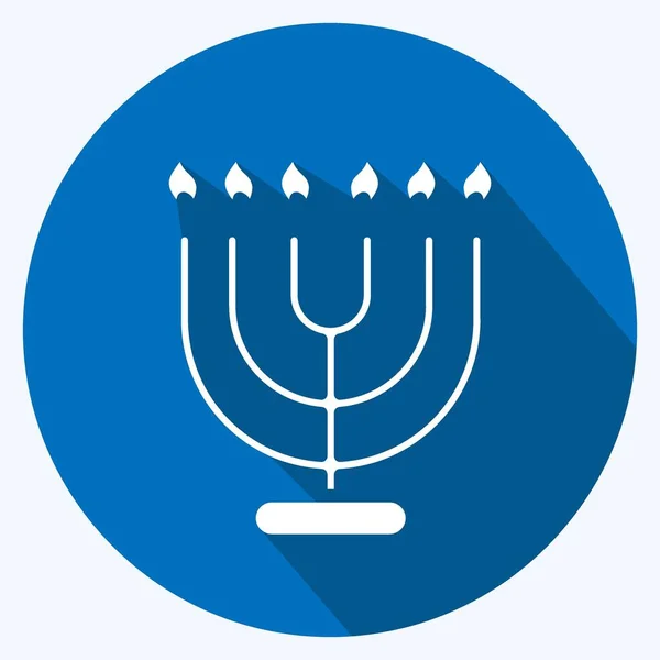 Icon Menorah Suitable House Symbol Long Shadow Style Simple Design — 图库矢量图片