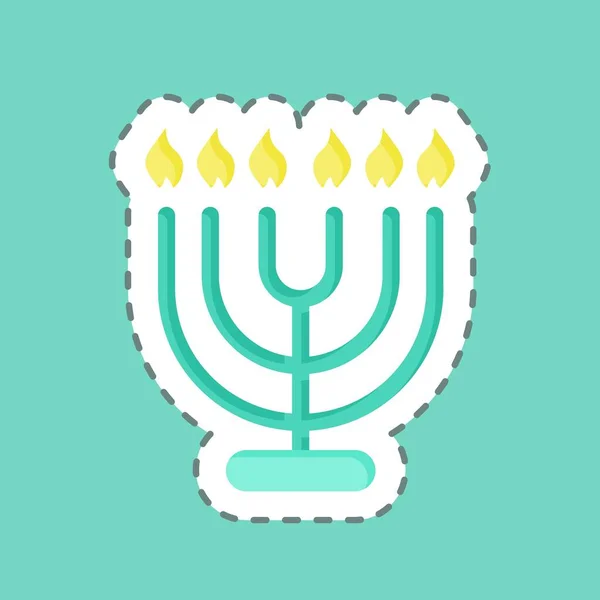 Sticker Line Cut Menorah Suitable House Symbol Simple Design Editable — Vetor de Stock