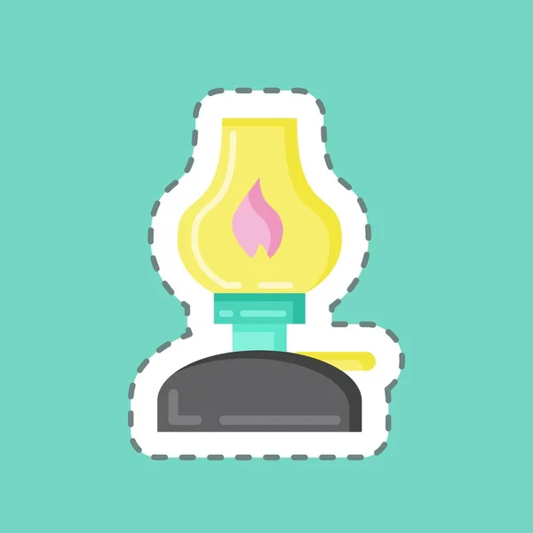 Sticker Line Cut Kerosene Lamp Suitable House Symbol Simple Design — Stockvektor