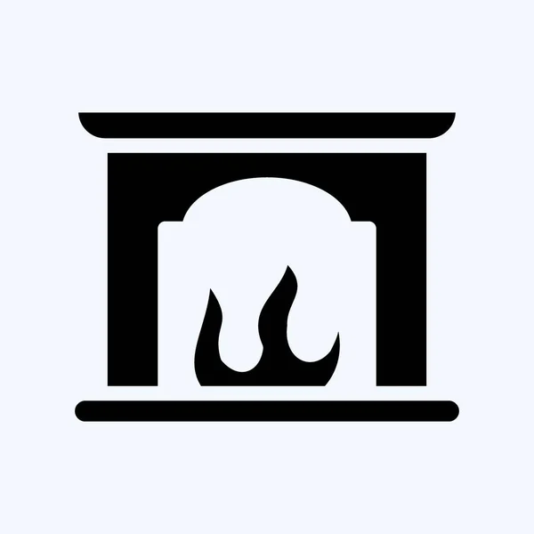 Icon Fireplace Suitable House Symbol Glyph Style Simple Design Editable — Vetor de Stock