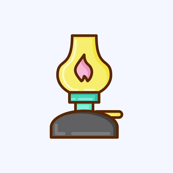 Icono Kerosene Lamp Adecuado Para Símbolo Casa Estilo Plano Diseño — Vector de stock