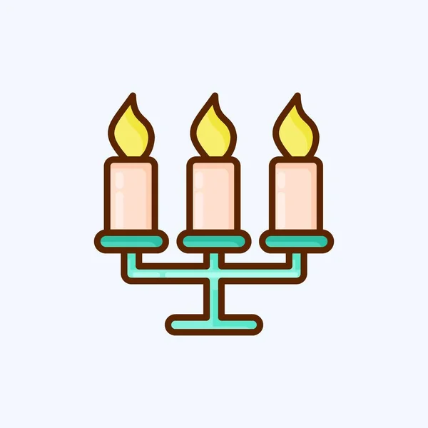 Icono Candelabrum Adecuado Para Símbolo Casa Estilo Plano Diseño Simple — Vector de stock