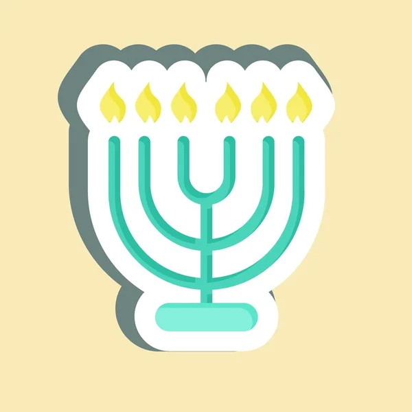 Sticker Menorah Adapté Symbole Maison Conception Simple Modifiable Modèle Conception — Image vectorielle