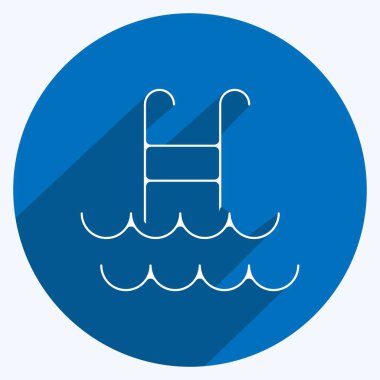 Simge yüzme. Sağlıklı sembol için uygun. Uzun gölge tarzı. Basit dizayn edilebilir. tasarım şablonu. Basit resimleme