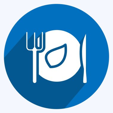 Icon Sağlıklı Yemek. Sağlıklı sembol için uygun. Uzun gölge tarzı. Basit dizayn edilebilir. tasarım şablonu. Basit resimleme