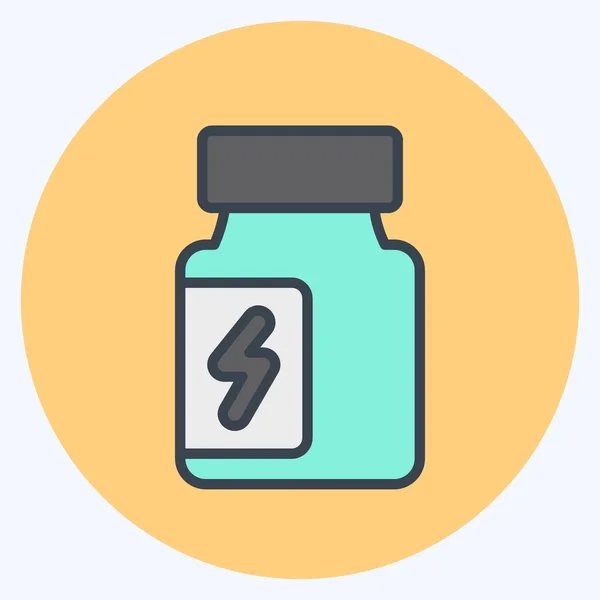Icon Supplements Suitable Healthy Symbol Color Mate Style Simple Design — ストックベクタ