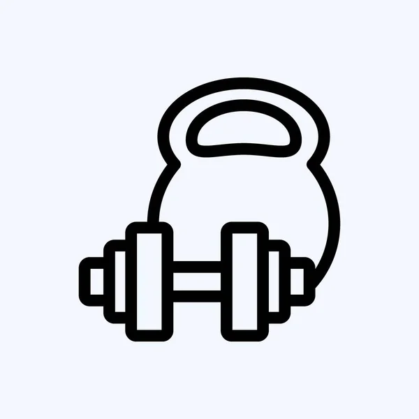 Icon Weight Training Suitable Healthy Symbol Line Style Simple Design — Stockový vektor