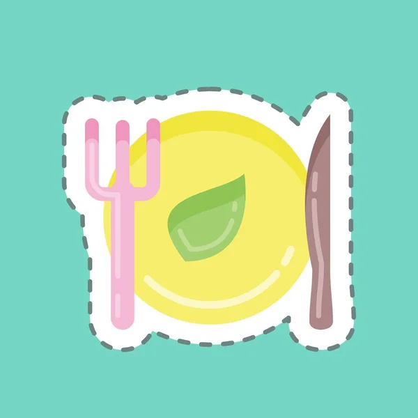 Sticker Line Cut Healthy Food Suitable Healthy Symbol Simple Design — Image vectorielle