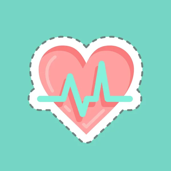 Sticker Line Cut Cardio Suitable Healthy Symbol Simple Design Editable — Διανυσματικό Αρχείο