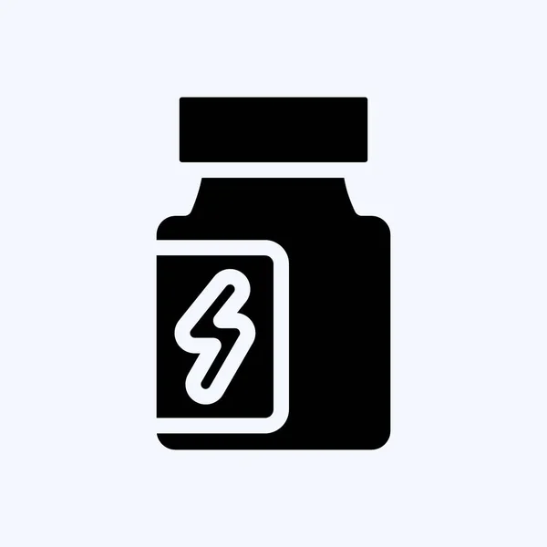 Icono Suplementos Adecuado Para Símbolo Saludable Estilo Glifo Diseño Simple — Vector de stock