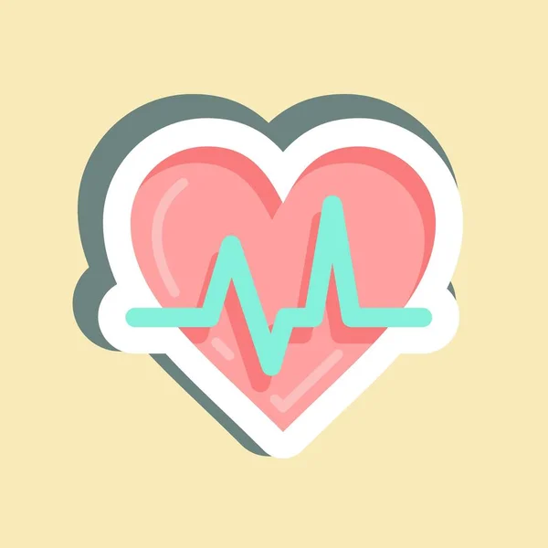 Sticker Cardio Suitable Healthy Symbol Simple Design Editable Design Template — Stok Vektör