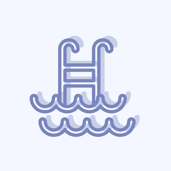 Icon Swimming Suitable Healthy Symbol Two Tone Style Simple Design — Vector de stock