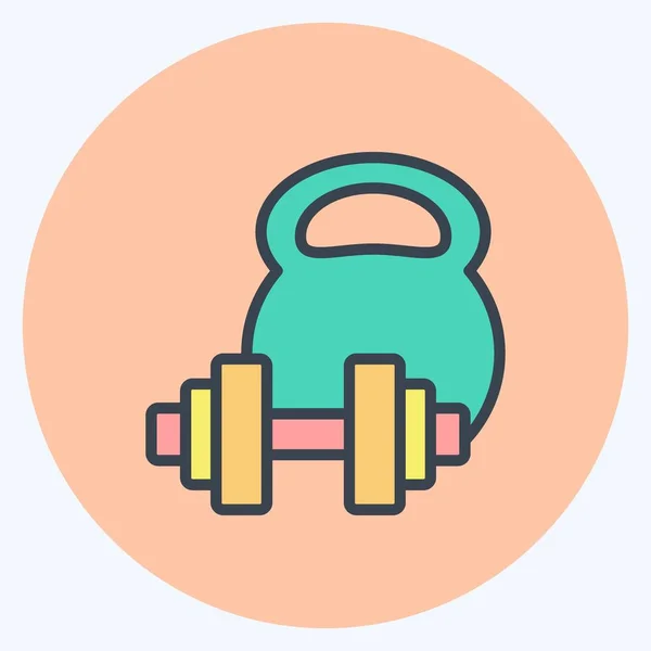 Icon Weight Training Suitable Healthy Symbol Color Mate Style Simple — Stock Vector