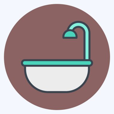 İkon Banyo. Çocuk sembolü için uygun. renk arkadaşı stili. Basit dizayn edilebilir. tasarım şablonu. Basit resimleme