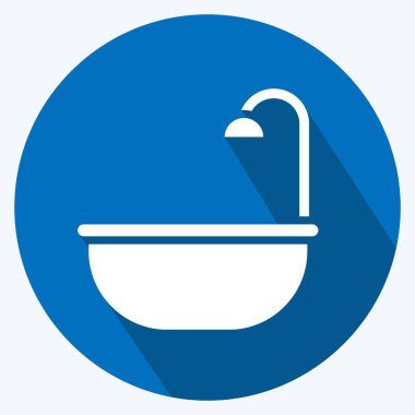 İkon Banyo. Çocuk sembolü için uygun. Uzun gölge tarzı. Basit dizayn edilebilir. tasarım şablonu. Basit resimleme