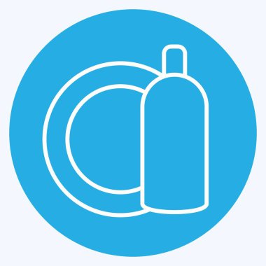 Simge Bulaşıkları. Çocuk sembolü için uygun. Mavi gözlü. Basit dizayn edilebilir. tasarım şablonu. Basit resimleme