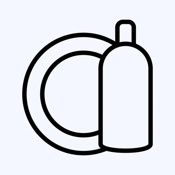 Icon Washing Dishes Suitable Kids Symbol Line Style Simple Design — Stockvector