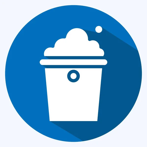 Icon Bucket Suitable Kids Symbol Long Shadow Style Simple Design — Stockvector