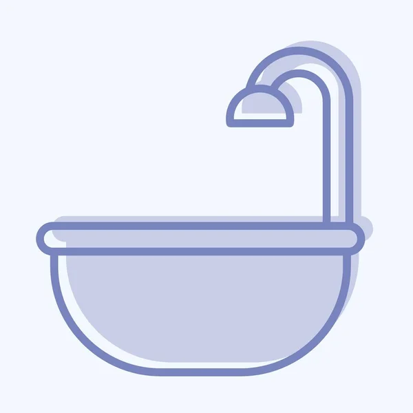 Icon Bathroom Suitable Kids Symbol Two Tone Style Simple Design — Image vectorielle