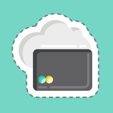 Çıkartma çizgisi Dijital Cüzdanları kesti. Eğitim sembolü için uygun. Basit dizayn edilebilir. tasarım şablonu. Basit resimleme