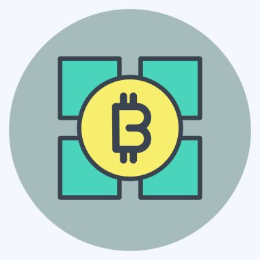 Icon Blockchain Teknolojisi. Eğitim sembolü için uygun. renk arkadaşı stili. Basit dizayn edilebilir. tasarım şablonu. Basit resimleme