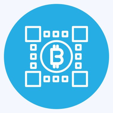 Icon Bitcoins Teknolojisi. Eğitim sembolü için uygun. Mavi gözlü. Basit dizayn edilebilir. tasarım şablonu. Basit resimleme