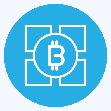 Icon Blockchain Teknolojisi. Eğitim sembolü için uygun. Mavi gözlü. Basit dizayn edilebilir. tasarım şablonu. Basit resimleme