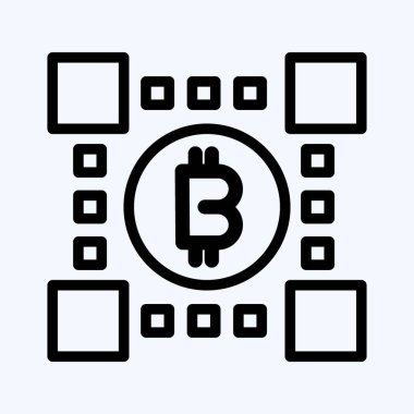 Icon Bitcoins Teknolojisi. Eğitim sembolü için uygun. Sıra tarzı. Basit dizayn edilebilir. tasarım şablonu. Basit resimleme