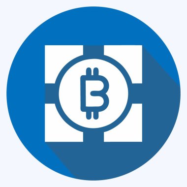 Icon Blockchain Teknolojisi. Eğitim sembolü için uygun. Uzun gölge tarzı. Basit dizayn edilebilir. tasarım şablonu. Basit resimleme