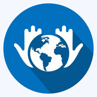 Simge Yapay Noosphere. Eğitim sembolü için uygun. Uzun gölge tarzı. Basit dizayn edilebilir. tasarım şablonu. Basit resimleme